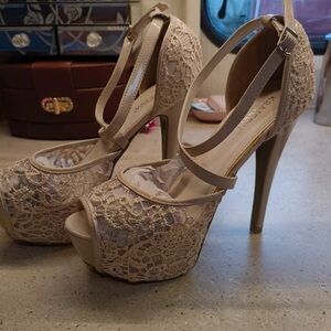 Chic Lace Peep-Toe Heels